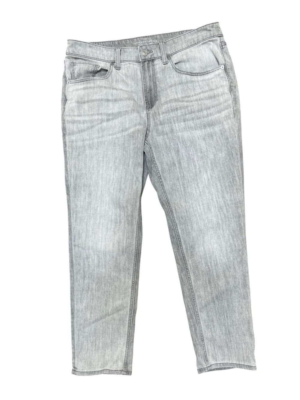 Chico’s Boyfriend Ankle Jeans 8R Gray Wash Stretch Denim Relaxed Fit